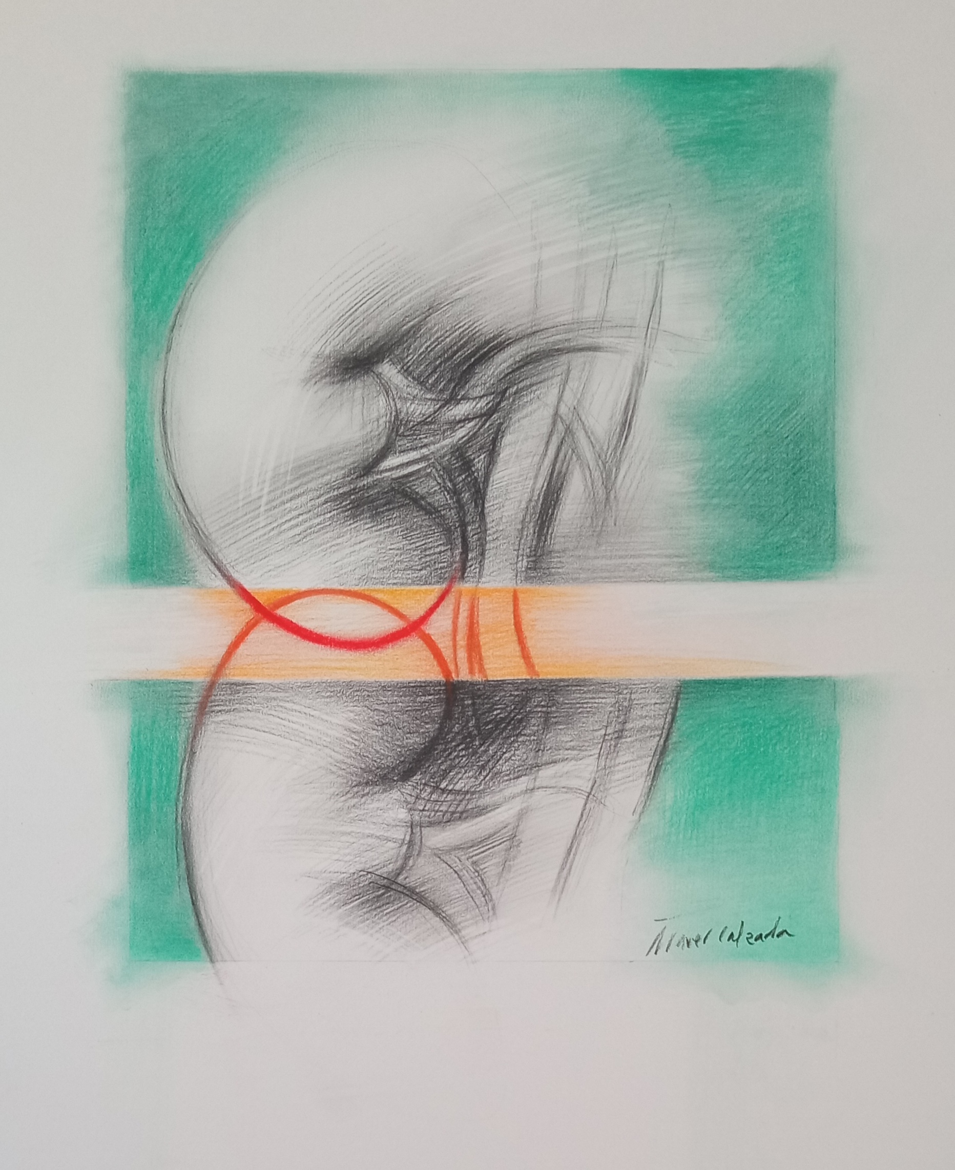 Drawing with pencil and pastel. 40 x 45 cm