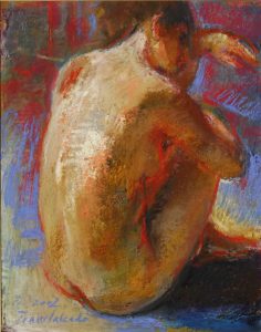 backwards-naked-woman-mixed-tecnique-painting-traver-calzada